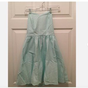 NWT Lauren James Women's Savannah Seersucker Green White Strapless Dress XS